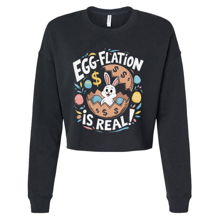 Funny Easter Jokes On Egg Inflation Eggflation Eggflation Cropped Pullover Crew