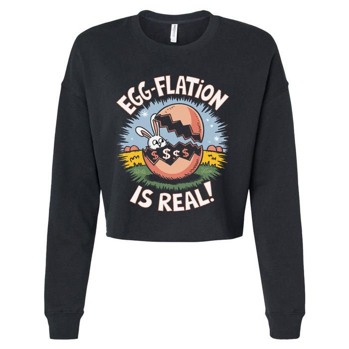 Funny Easter Jokes On Egg Inflation Eggflation Eggflation Cropped Pullover Crew