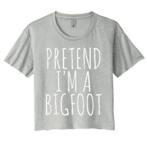 Funny Easy Lazy Halloween PRETEND IM A BIGFOOT COSTUME Women's Crop Top Tee