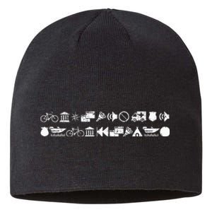 Funny Encrypted Live Laugh Love Sustainable Beanie