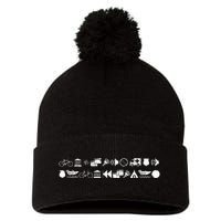 Funny Encrypted Live Laugh Love Pom Pom 12in Knit Beanie