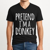 Funny Easy Lazy Halloween PRETEND IM A DONKEY Costume V-Neck T-Shirt