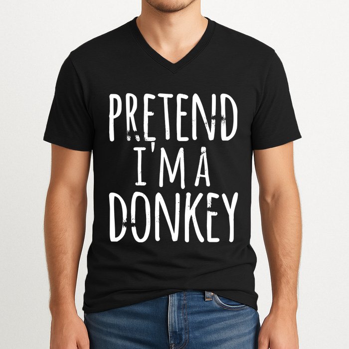 Funny Easy Lazy Halloween PRETEND IM A DONKEY Costume V-Neck T-Shirt