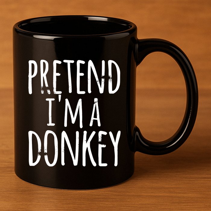 Funny Easy Lazy Halloween PRETEND IM A DONKEY Costume 11oz C Handle Ceramic Mug