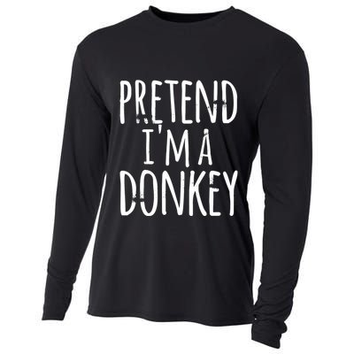 Funny Easy Lazy Halloween PRETEND IM A DONKEY Costume Cooling Performance Long Sleeve Crew