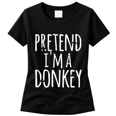 Funny Easy Lazy Halloween PRETEND IM A DONKEY Costume Womens T-Shirt