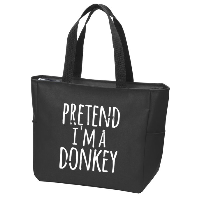 Funny Easy Lazy Halloween PRETEND IM A DONKEY Costume Zip Tote Bag