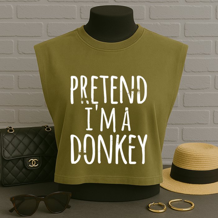 Funny Easy Lazy Halloween PRETEND IM A DONKEY Costume Garment-Dyed Women's Muscle Tee