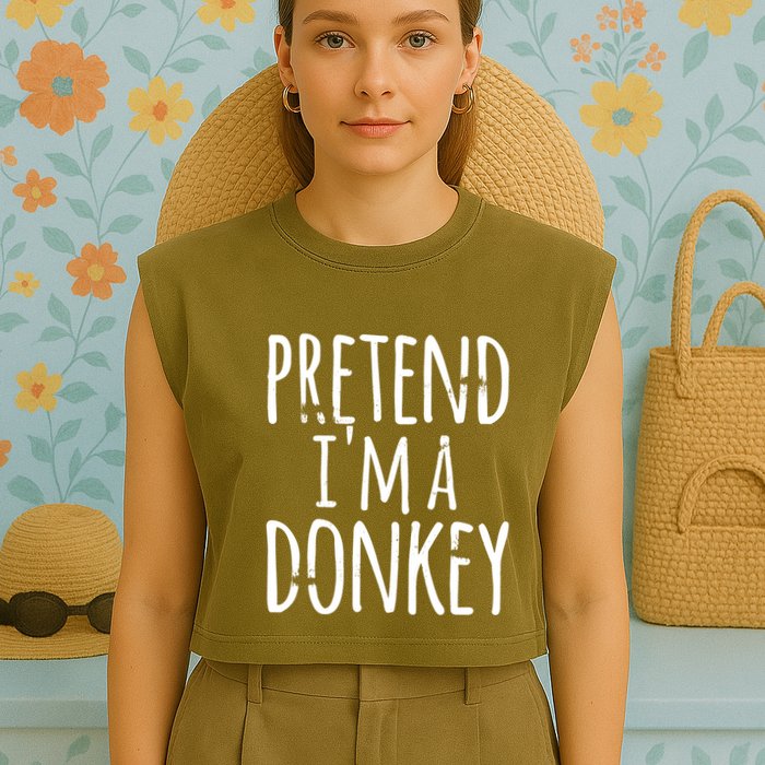 Funny Easy Lazy Halloween PRETEND IM A DONKEY Costume Garment-Dyed Women's Muscle Tee