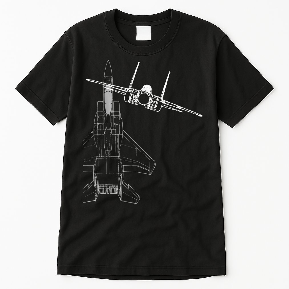 F15 Eagle Line Art Military Jet Fighter Tall T-Shirt