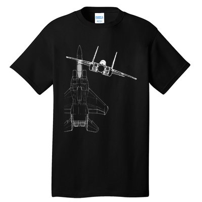 F15 Eagle Line Art Military Jet Fighter Tall T-Shirt