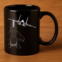 F15 Eagle Line Art Military Jet Fighter 11oz C Handle Ceramic Mug
