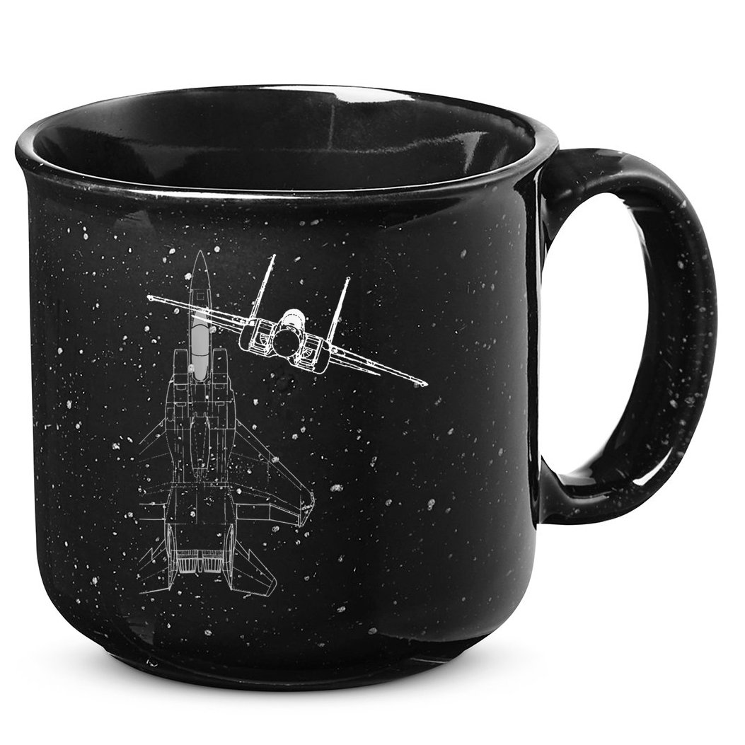 F15 Eagle Line Art Military Jet Fighter 15oz Campfire Ceramic Mug
