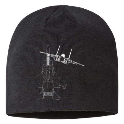 F15 Eagle Line Art Military Jet Fighter Sustainable Beanie