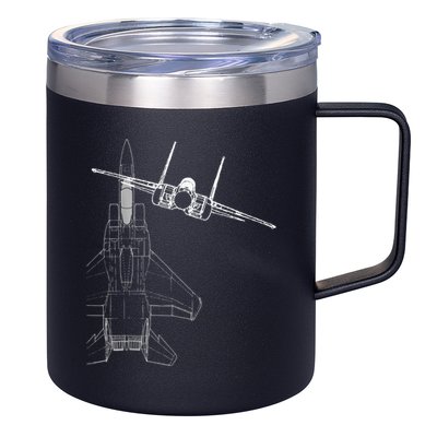 F15 Eagle Line Art Military Jet Fighter 12oz Stainless Steel Coffee Mug