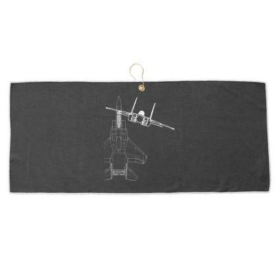 F15 Eagle Line Art Military Jet Fighter Large Microfiber Waffle Golf Towel