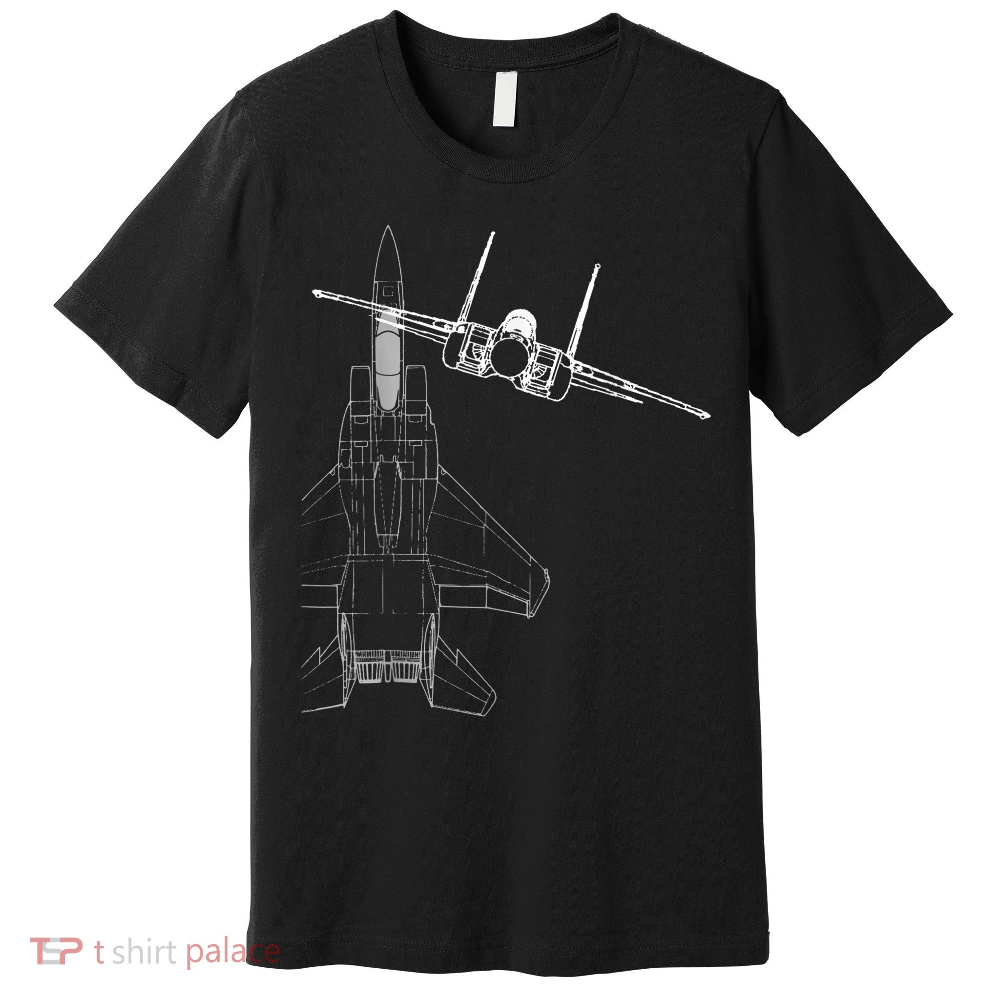 F15 Eagle Line Art Military Jet Fighter Premium T-Shirt
