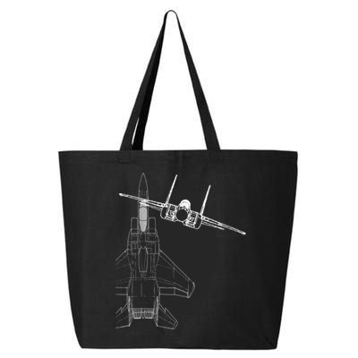 F15 Eagle Line Art Military Jet Fighter 25L Jumbo Tote