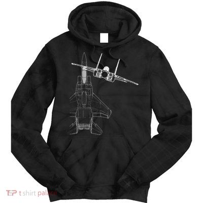 F15 Eagle Line Art Military Jet Fighter Tie Dye Hoodie