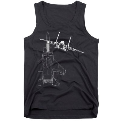 F15 Eagle Line Art Military Jet Fighter Tank Top