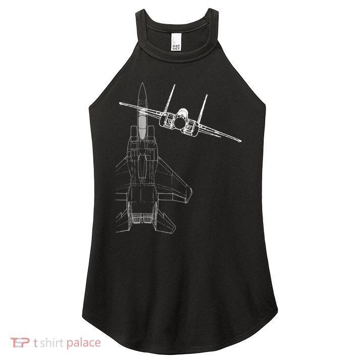 F15 Eagle Line Art Military Jet Fighter Women's Perfect Tri Rocker Tank