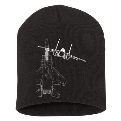 F15 Eagle Line Art Military Jet Fighter Short Acrylic Beanie