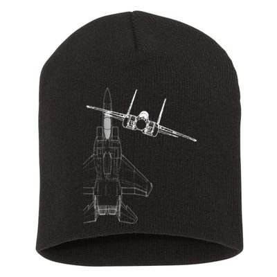 F15 Eagle Line Art Military Jet Fighter Short Acrylic Beanie