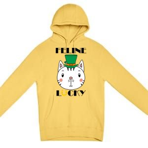 Feline Lucky Cat St Patricks Day Premium Pullover Hoodie