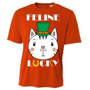 Feline Lucky Cat St Patricks Day Cooling Performance Crew T-Shirt