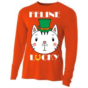 Feline Lucky Cat St Patricks Day Cooling Performance Long Sleeve Crew