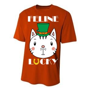 Feline Lucky Cat St Patricks Day Performance Sprint T-Shirt