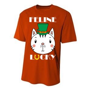 Feline Lucky Cat St Patricks Day Youth Performance Sprint T-Shirt