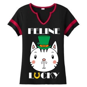 Feline Lucky Cat St Patricks Day Ladies Halftime Notch Neck Tee