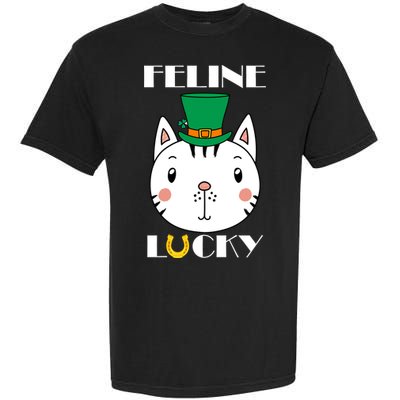 Feline Lucky Cat St Patricks Day Garment-Dyed Heavyweight T-Shirt