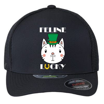 Feline Lucky Cat St Patricks Day Flexfit Unipanel Trucker Cap