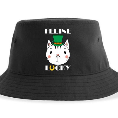 Feline Lucky Cat St Patricks Day Sustainable Bucket Hat