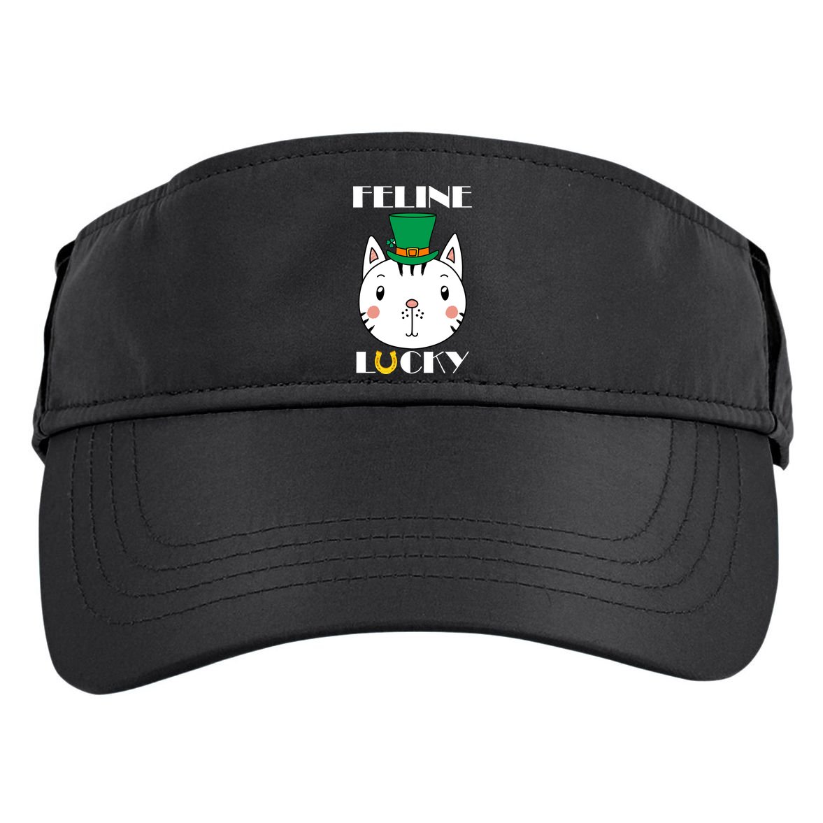Feline Lucky Cat St Patricks Day Adult Drive Performance Visor