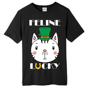 Feline Lucky Cat St Patricks Day Tall Fusion ChromaSoft Performance T-Shirt