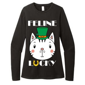 Feline Lucky Cat St Patricks Day Womens CVC Long Sleeve Shirt