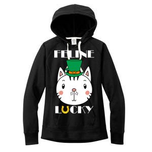 Feline Lucky Cat St Patricks Day Women's Fleece Hoodie