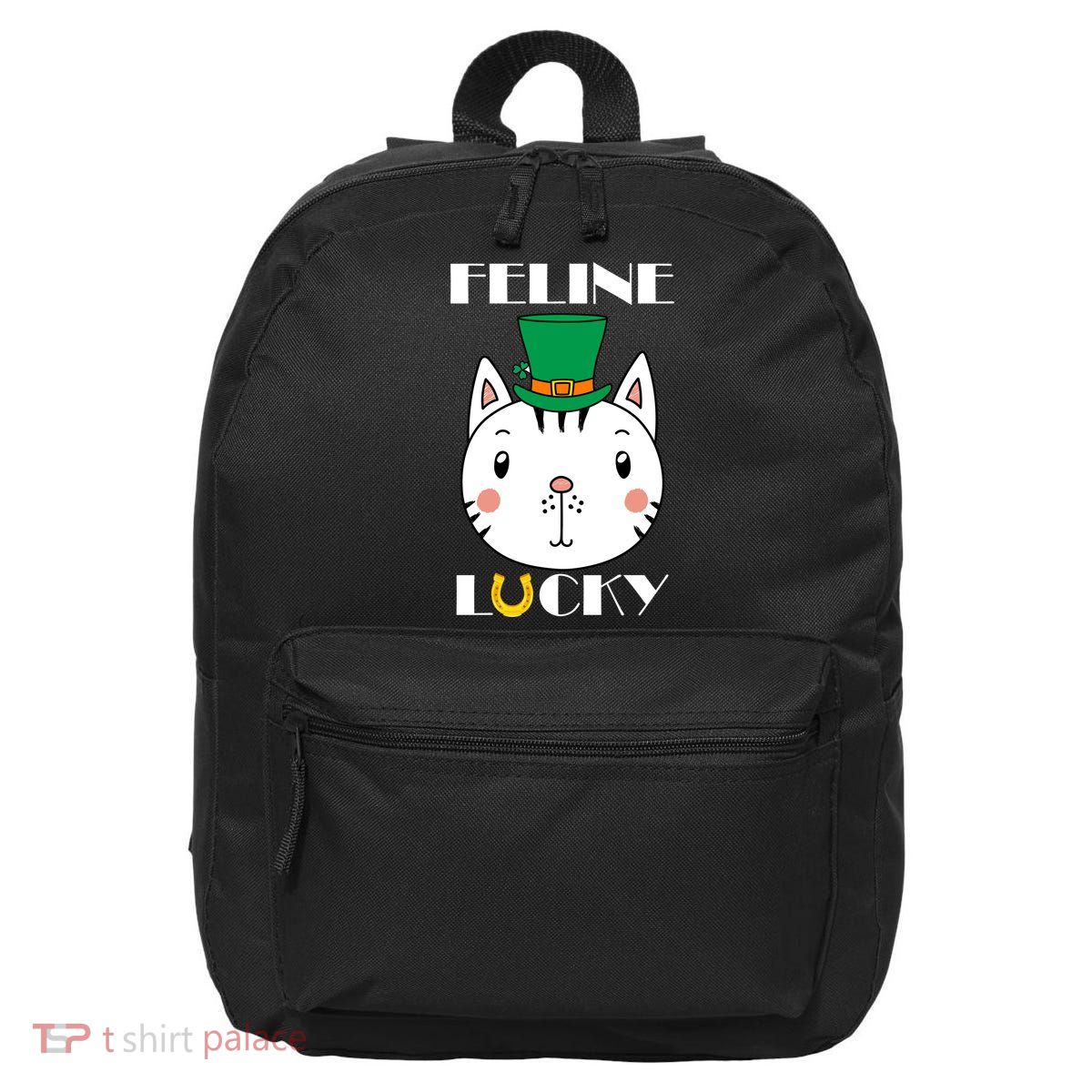 Feline Lucky Cat St Patricks Day 16 in Basic Backpack
