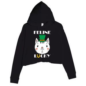 Feline Lucky Cat St Patricks Day Crop Fleece Hoodie