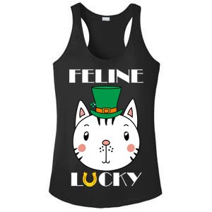 Feline Lucky Cat St Patricks Day Ladies PosiCharge Competitor Racerback Tank