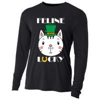 Feline Lucky Cat St Patricks Day Cooling Performance Long Sleeve Crew
