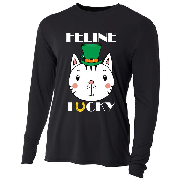 Feline Lucky Cat St Patricks Day Cooling Performance Long Sleeve Crew