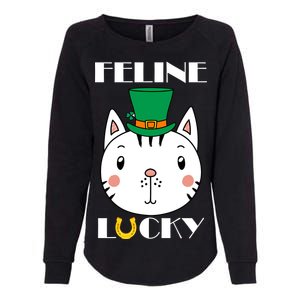 Feline Lucky Cat St Patricks Day Womens California Wash Sweatshirt