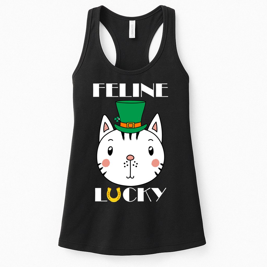 Feline Lucky Cat St Patricks Day Womens Tank Top