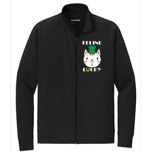 Feline Lucky Cat St Patricks Day Stretch Full-Zip Cadet Jacket