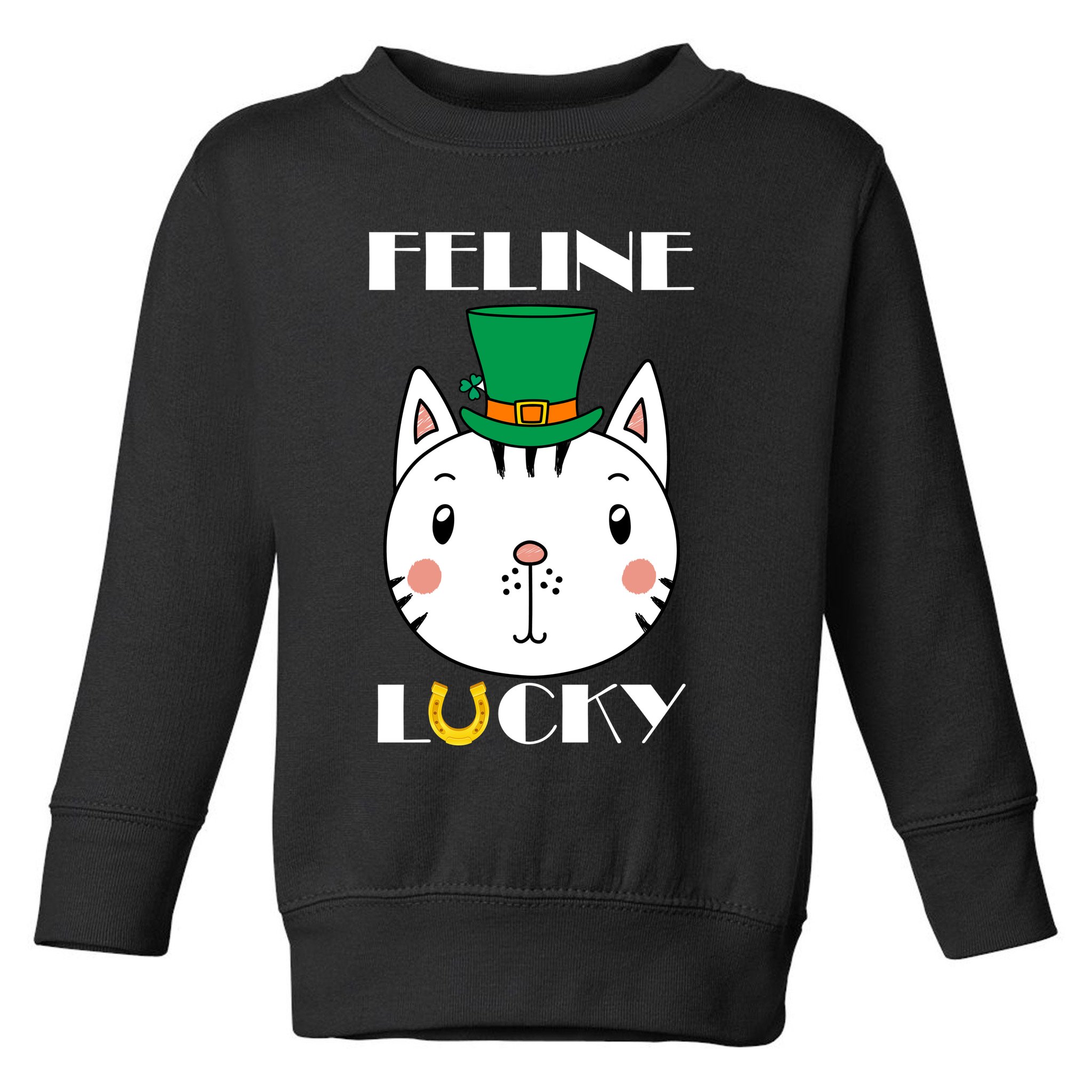 Feline Lucky Cat St Patricks Day Toddler Sweatshirt