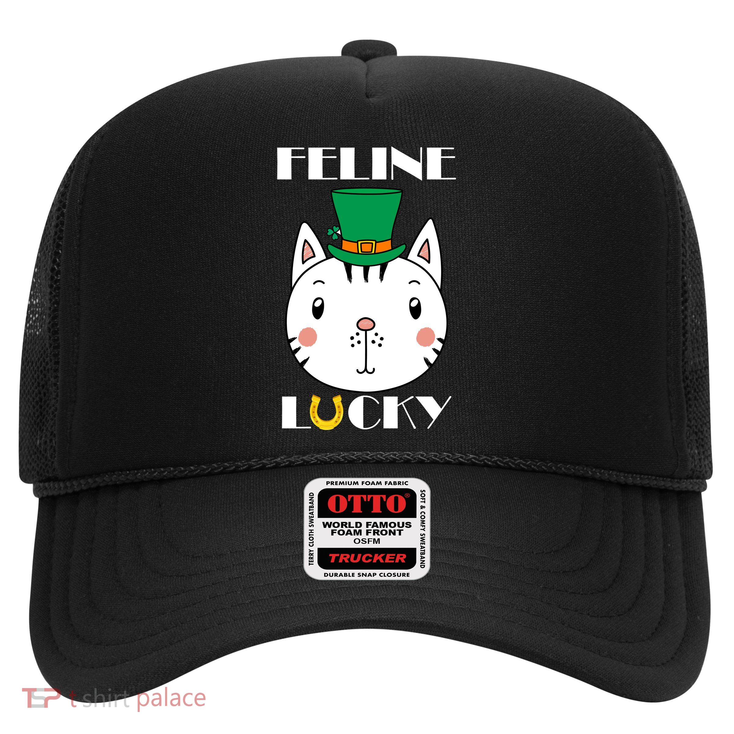 Feline Lucky Cat St Patricks Day Trucker Hat